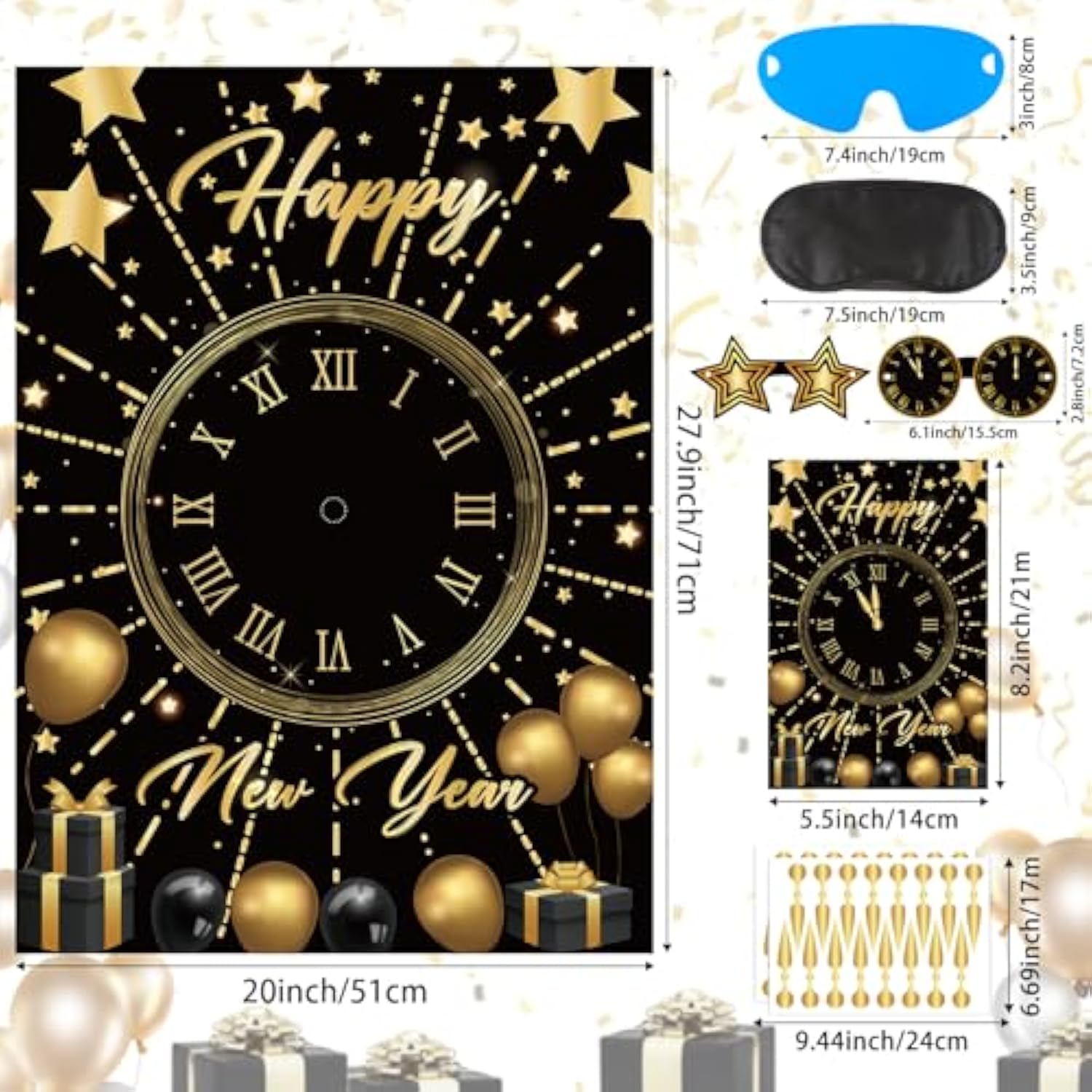2026 New Year Party Games for Kids Family Pin the Countdown Clock 32 Stickers