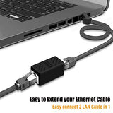 Rj45 Coupler, 2 Pack Ethernet Cable Extender Inline Lan Connector Plugs For Cat5 Cat5E Cat6E Cat7 Cable, Female To Female (Black)