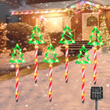 Christmas Decorations, Solar Christmas Pathway Lights Outdoor Decorations, 8 Modes Xmas Tree Candy Lights Waterproof Led Garden Stake Light For Walkway Yard Lawn Porch Holiday Decor-6 Pack