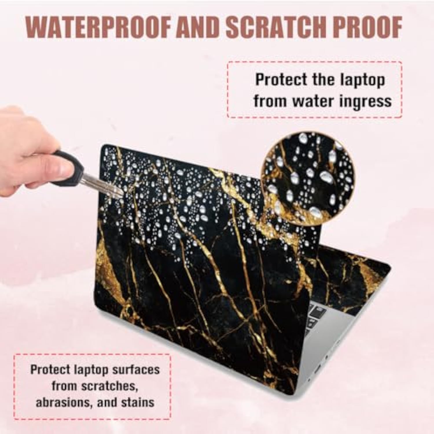Black Gold Marble Laptop Skin Sticker Decals Fits 12" 13" 13.3" 14" 15 Inch Laptop Universal Removable Vinyl Notebook Art Protector Netbook Pc Cover Decal