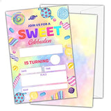 Candy Birthday Invitations For Boys Girls Kids, Fill In Party Invites, Decorations, Favors, 20 Invitations With Envelopes (Ha07)