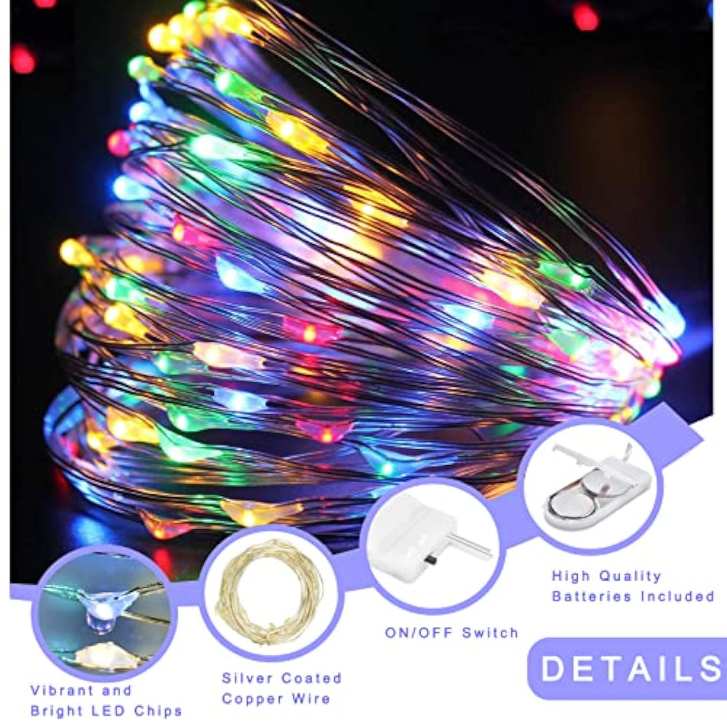 Fairy Lights Battery Operated, 6-Pack Mini String Lights, 20 Led 7Ft Twinkle Firefly Starry Lights For Diy Craft Mason J
