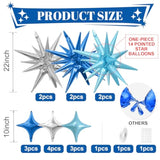 Blue Silver Star Balloon Kit – 16 Foil Balloons for Disco, Birthday & Party Decor