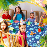 3 Sheets Hawaii Hibiscus And Tropical Leaves Tablecloth Birthday Party Decorations Blue Alien Cartoon Table Covers For Birthday Party Supplies