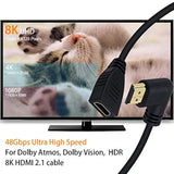 8K Hdmi Extension Cable, Short 8K Hdmi 90 Degree Left Angle Male To Female Hdm