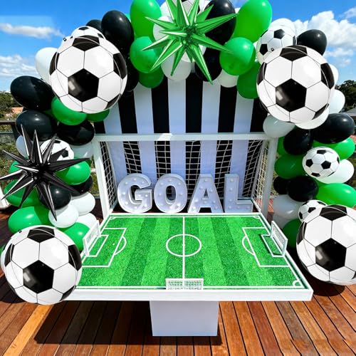 Soccer Balloons, 6 Pcs Large Foil for Boys Sports Birthday Party Decor