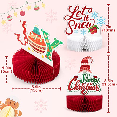 12 Pack Christmas Party Honeycomb Centerpieces for Table Decorations, Xmas Center Pieces Table Topper with Gnome Santa Snowman Tabletop Centerpieces Decor Holidays Winter Office Party Supplies