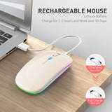 Bluetooth Wireless Mouse For Laptop Mac Macbook Macbook Air Macbook Pro Pc Desktop Computer Windows Chromebook Notebook (Cream White)
