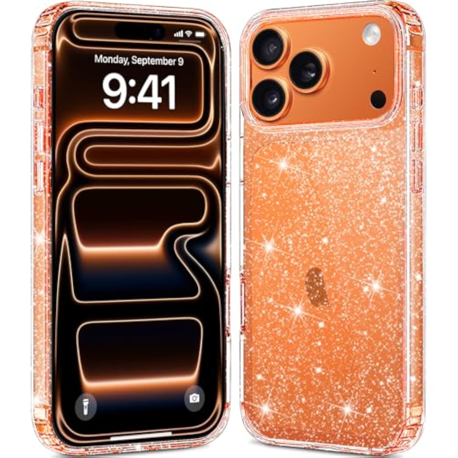 Compatible With Iphone 17 Pro Case Clear Glitter, Hard Pc Back Shockproof Protective Bumper Cover, Sparkle Bling Sparkly Cute Slim Women Girls Phone Cases