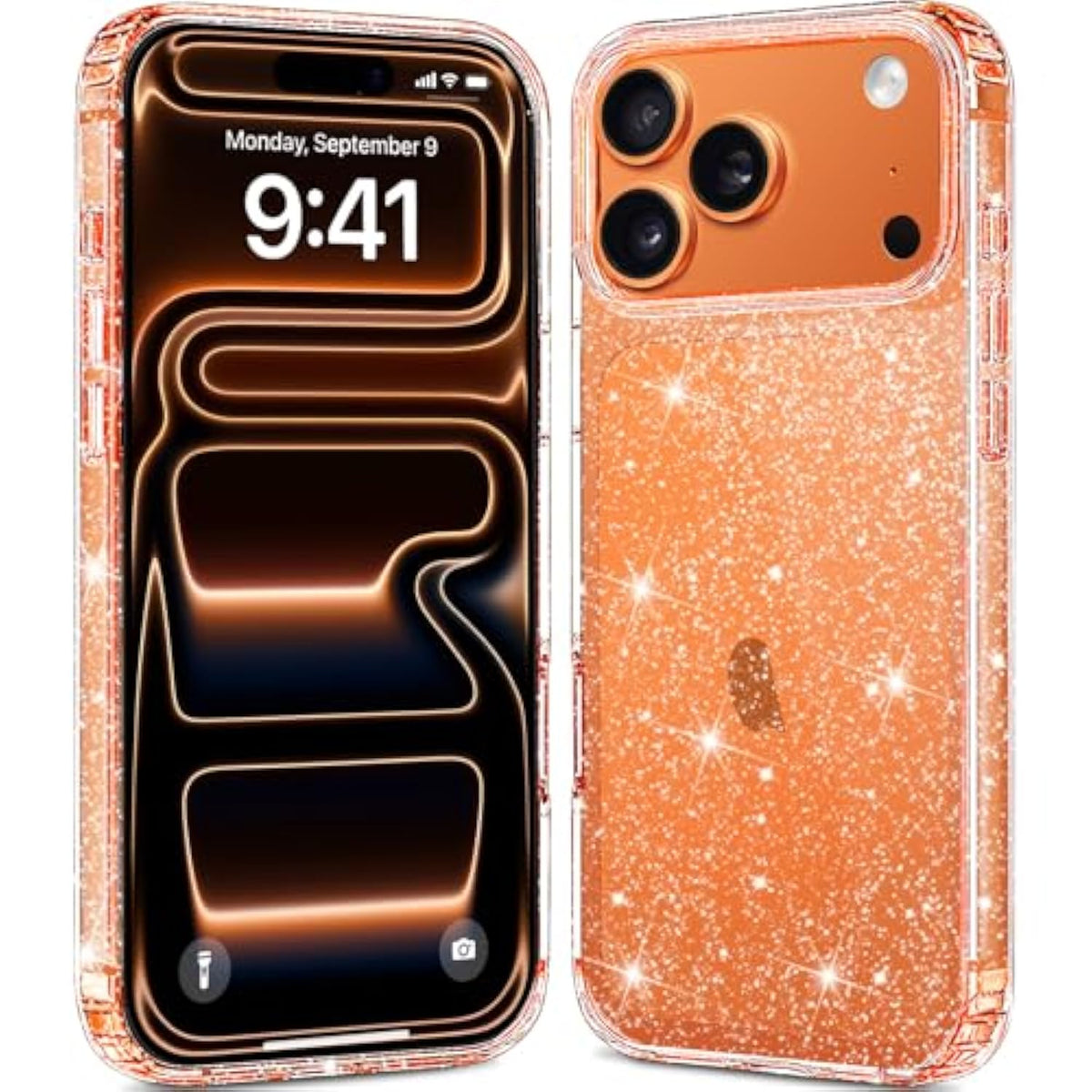 Compatible With Iphone 17 Pro Case Clear Glitter, Hard Pc Back Shockproof Protective Bumper Cover, Sparkle Bling Sparkly Cute Slim Women Girls Phone Cases