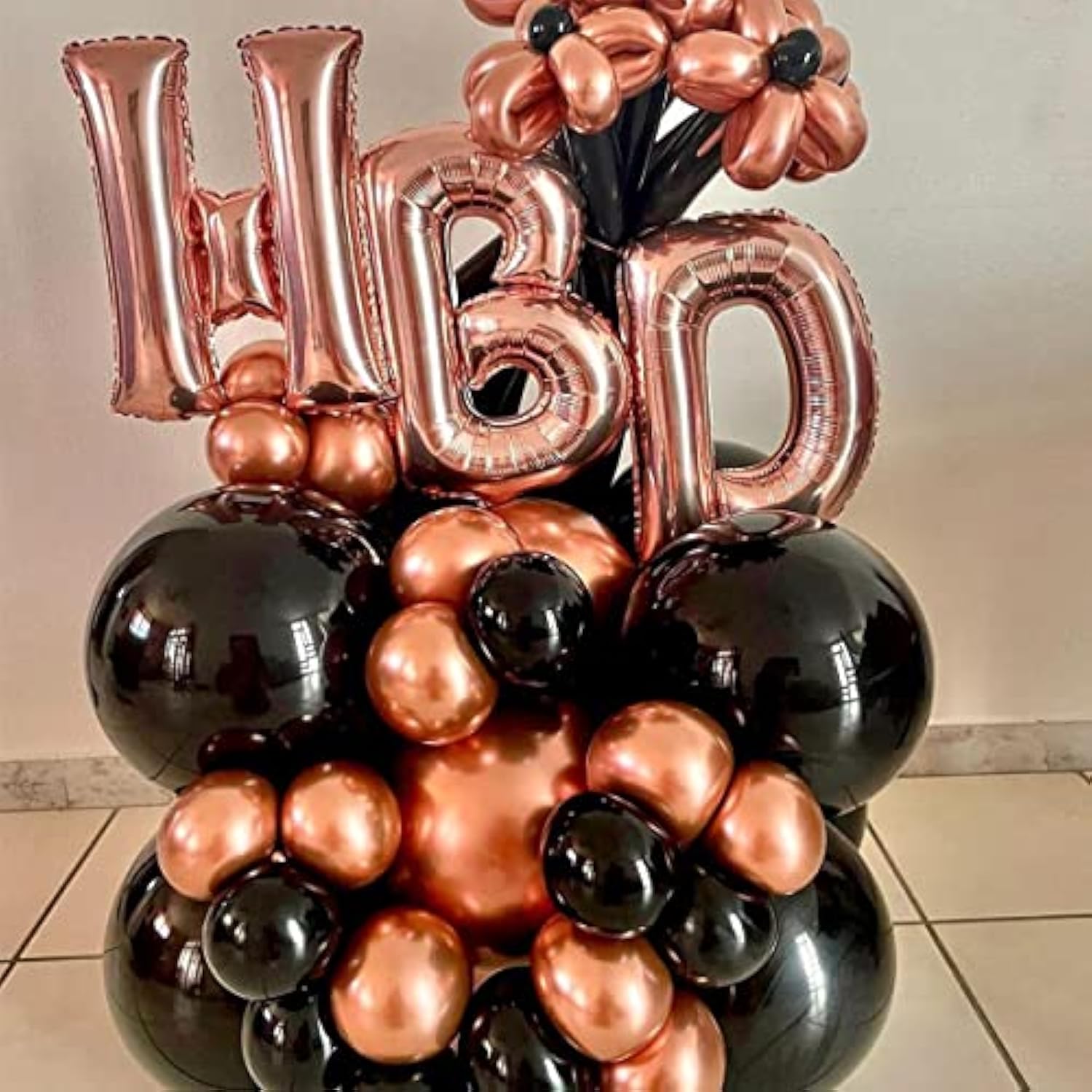 124Pcs Rose Gold Balloon Garland Arch Kit Black Pink And Rose Gold Bal