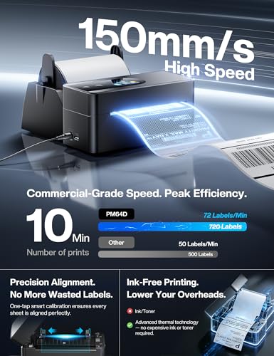 Thermal Label Printer Upgraded With Touchable Screen, Shipping Label Printer For Small Business, 4X6 Wireless Thermal Label Printers For Shipping Package, Compatible With , Shopify, Usps