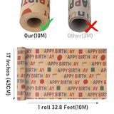 Colorful Happy Birthday Kraft Wrapping Paper Roll 17 Inch x 32.8 Feet