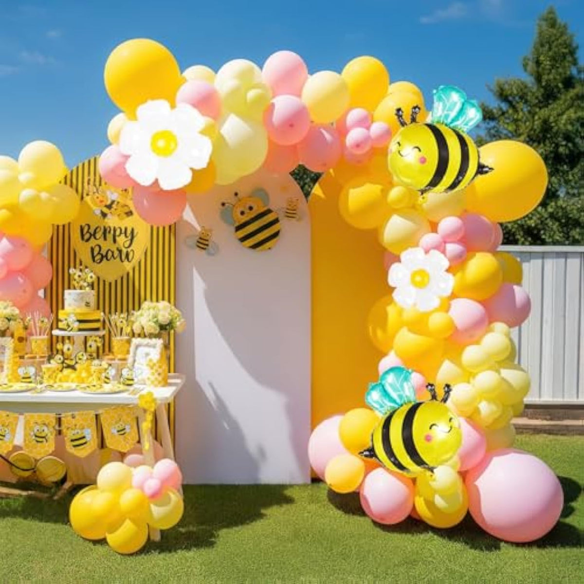 Spring Bee Balloons Garland Arch Kit Yellow White Pastel Pink Green Balloons With Bee Daisy Balloonsfor What Will It Bee Gender Reveal Baby Shower Honey Bee Birthday Decorations