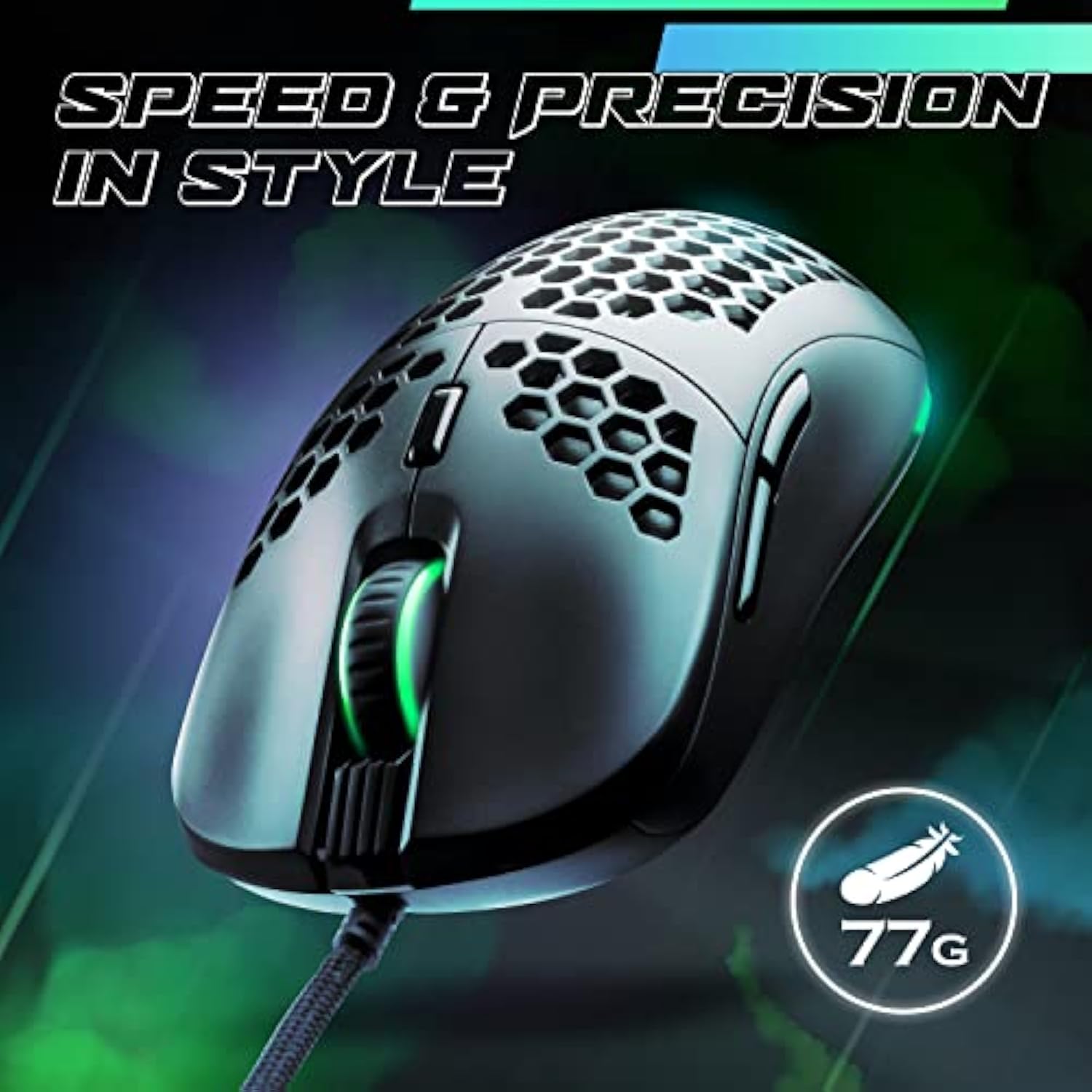 Gram Diy Honeycomb Shell Wired Rgb Gaming Mouse, Pc Gaming Mouse With 9 Buttons And Up To 10,000 Dpi, Computer Mice For Pc Gaming, Black Color