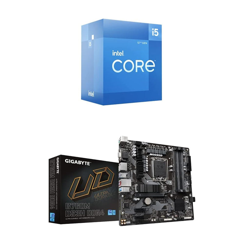 Intel Core i5 Core 12400F + GIGABYTE B760M DS3H DDR4 Motherboard