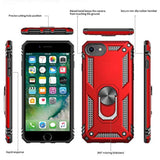 For Iphone Se 2022/2020 Case (3Rd Gen), Military-Grade With Magnetic Kickstand, 2-Pack Tempered Glass Screen Protector, Red
