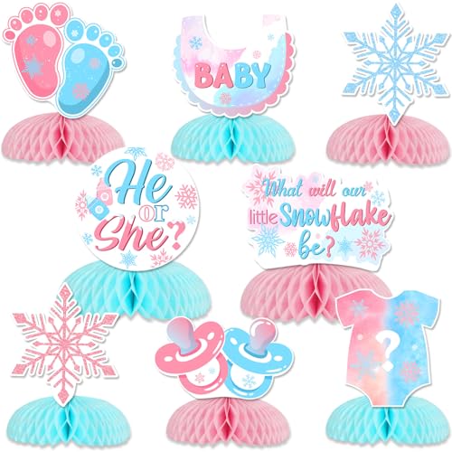 Winter Gender Reveal Party Decorations, What Will Our Little Snowflake Be Gender Reveal Honeycomb Centerpieces He or She Table Decorations Pink Blue for Winter Snowflake Baby Shower