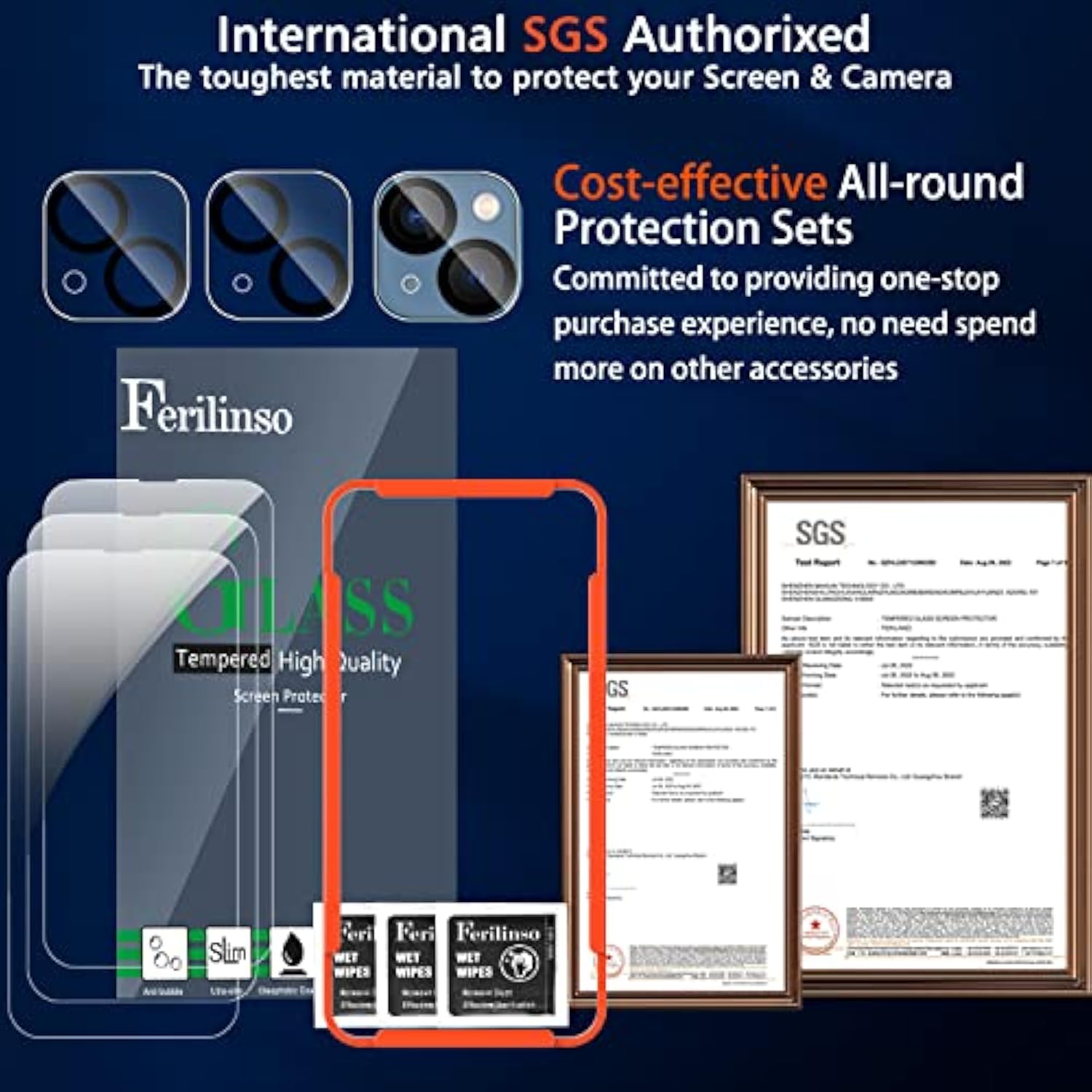 3-Pack iPhone 13/14 Screen Protector with 2-Pack Camera Lens Glass