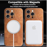 Su - Iphone 16 Pro Max Magnetic Vegan Leather Case - Su.Shield Slim & Protective Design, Compatible With Magsafe, Wireless Charging - Tan Brown, Case For Iphone 16 Pro Max (6.9")