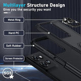 Compatible With Motorola Moto G 2025 Case With Screen Protector,Heavy Duty Shockproof Full Body Protective Cover Built In Rotatable Metal Ring Holder Kickstand,Black Matte