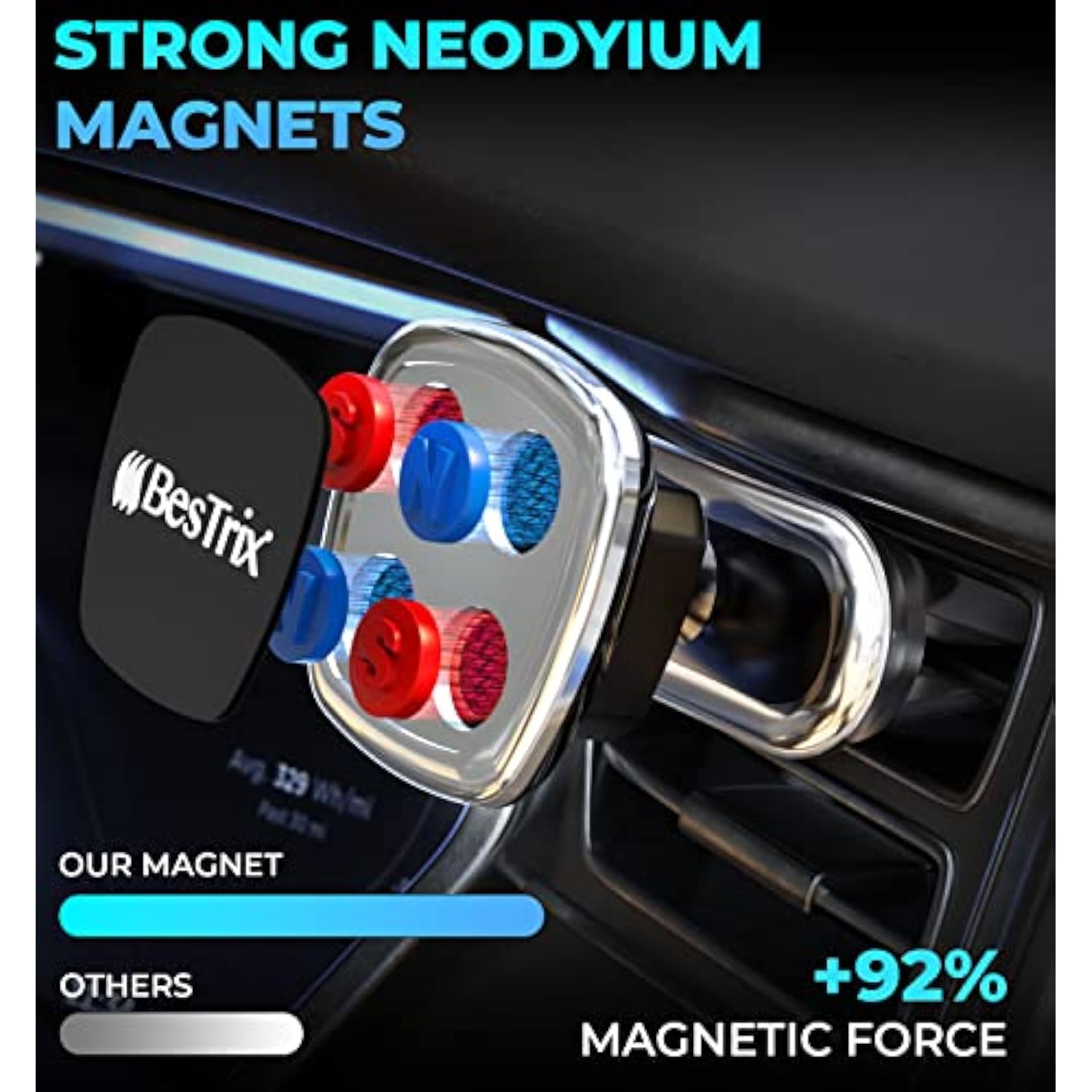Magnetic Phone Car Mount Magnetic Car Cell Phone Holder | Magnet Car Phone Holder Compatible W/ Iphone 12 11 Pro/11 Pro Max/Xs/Xr/X/8/7,Galaxy S10/S10+/S9/S9 Note & More (Air Vent)