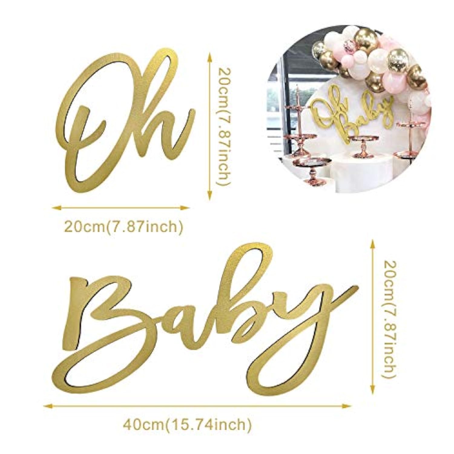 Wooden Baby Shower Sign: Gold Painted "Oh Baby" Banner