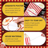 Movie Night Party Game Pin The Popcorn On The Box Large Poster With 24 Popcorn Stickers Blindfold Carnival Game Set For Movie Theater Carnival Birthday Party Decoration Activities Supplies
