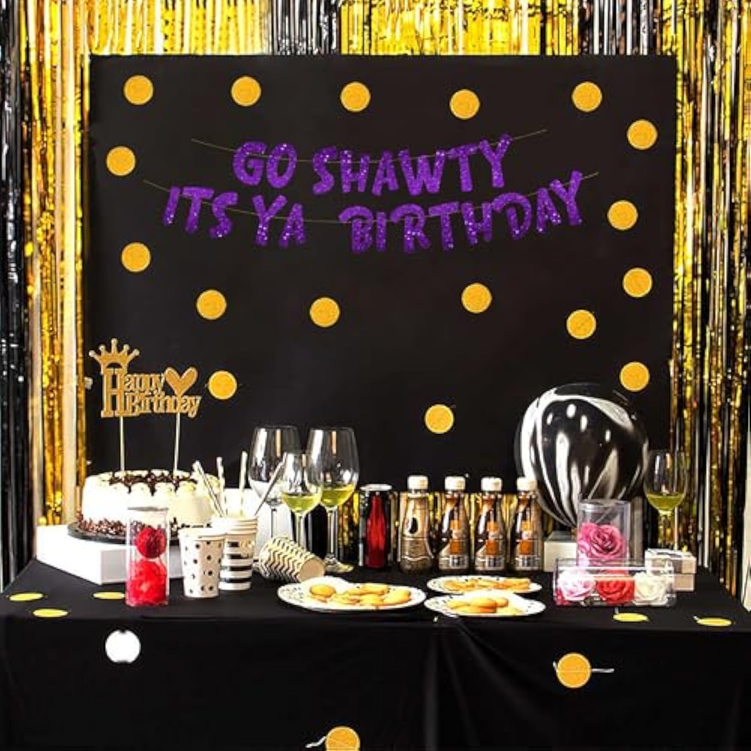 Pre-Strung Go Sha It’S Ya Birthday Funny Birthday Purple Glitter Banner - Funny 21St Birthday Decorations For Men And Women - Birthday Party Supplies And Gifts