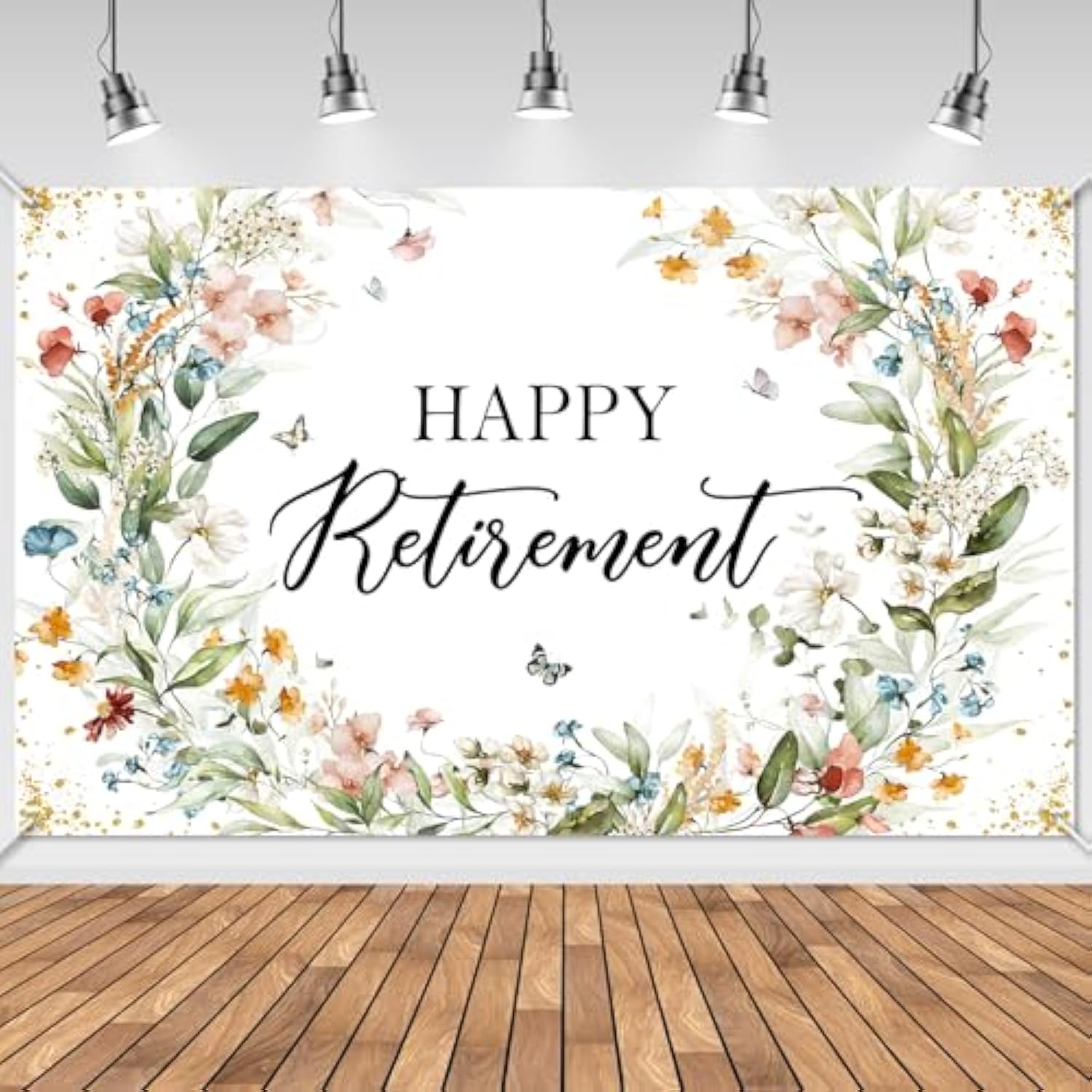 Happy Retirement Banner Wildflower Themed Happy Retirement Party Decorations Backdrop Floral We Will Miss You Going Away Retire Party Decor 70.8 X 43.3 Inch