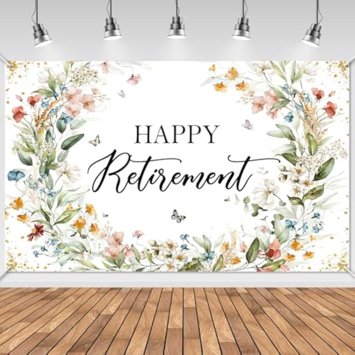 Happy Retirement Banner Wildflower Themed Happy Retirement Party Decorations Backdrop Floral We Will Miss You Going Away Retire Party Decor 70.8 X 43.3 Inch