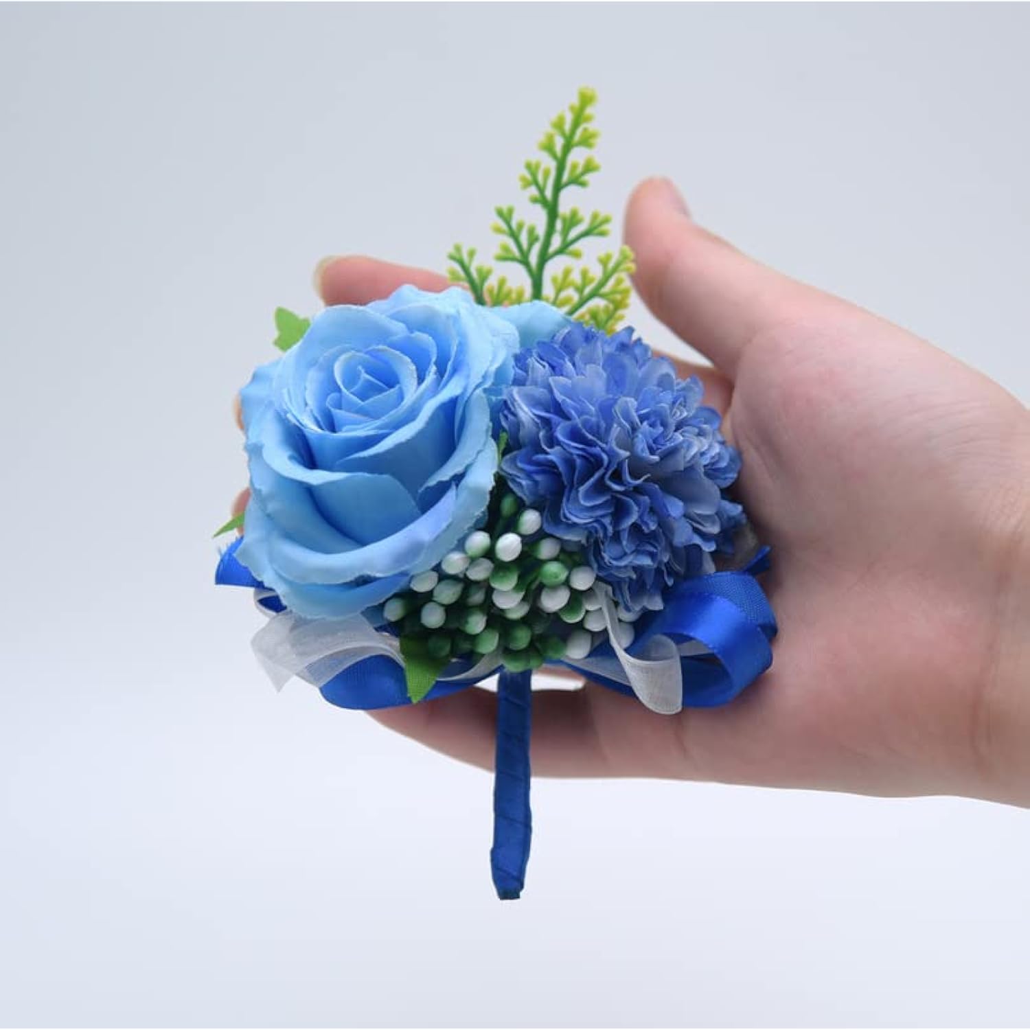 Rose Flower Corsage And Boutonniere Set 2,Handmade Silk Flowers Corsage Wristlet Wedding Accessories For Brides,Bridal Shower Gifts For Prom Party Homecoming Bridesmaid Wedding Ornament (Royal Blue)