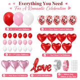 Valentine's Day Balloon Arch Kit, Pink Red White Balloon Set