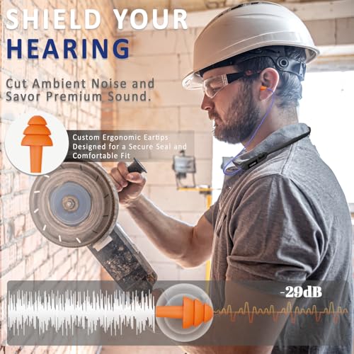 Bluetooth Earplug Headphones, 29Db Noise Reduction Earbuds For Work, Neckband Wireless Earplugs Earphones With 30 Hour Battery, Ipx5 Sweatproof, Osha Compliant For Industrial Safety