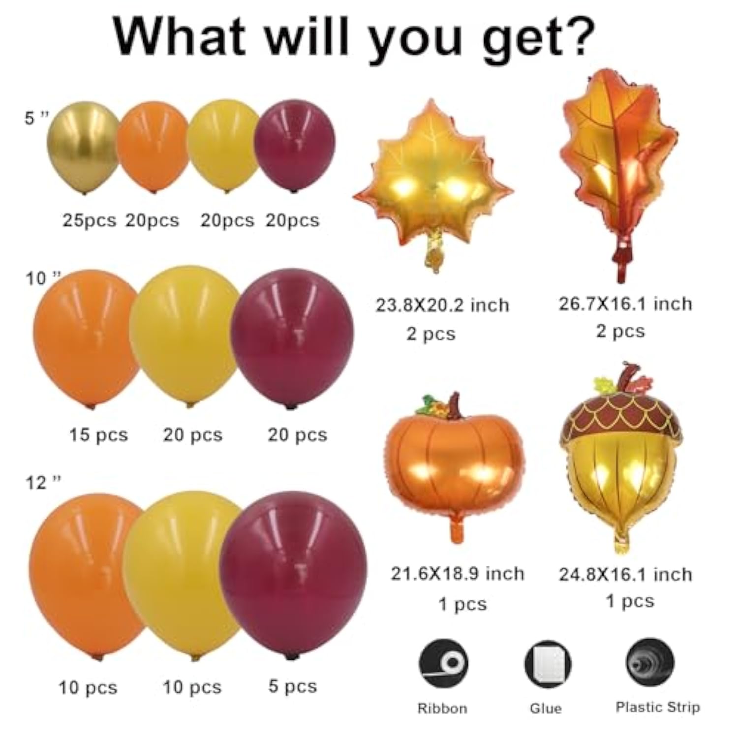 Fall Balloon Arch Kit: Orange, Burgundy, Gold, Pumpkin & Maple Leaf Decor