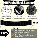 10 Pack 10 Feet Foil Fringe Garland Metallic Tinsel Banner Wall Hanging Curtain Streamers Backdrop For Parade Floats Bachelorette Wedding Birthday Party Thanksgiving Christmas Decorations(Black)