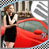 3 Rolls Black Grosgrain Ribbon White Checkered Printed Ribbon Racing C