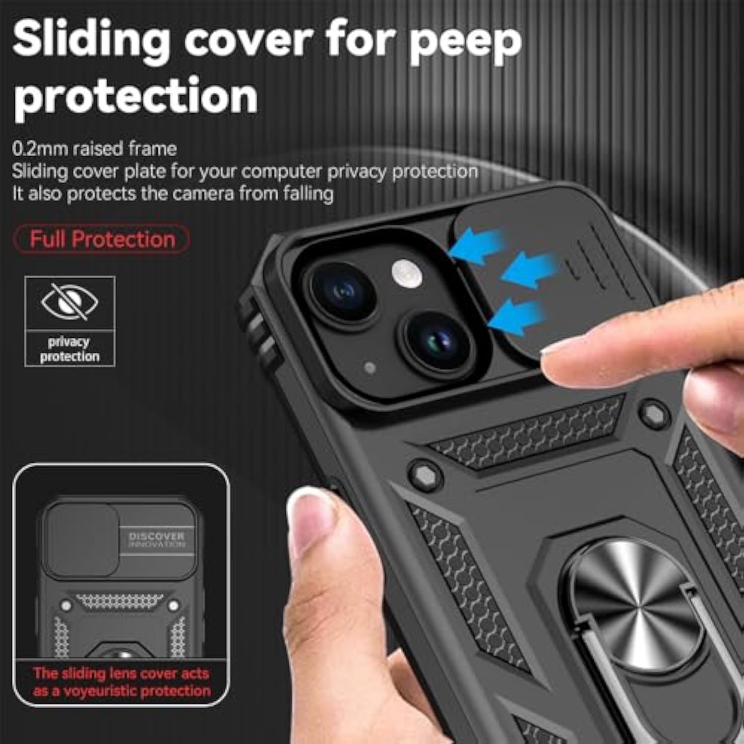 Iphone 15 Shockproof Case With HD Screen Protector Military Grade Black