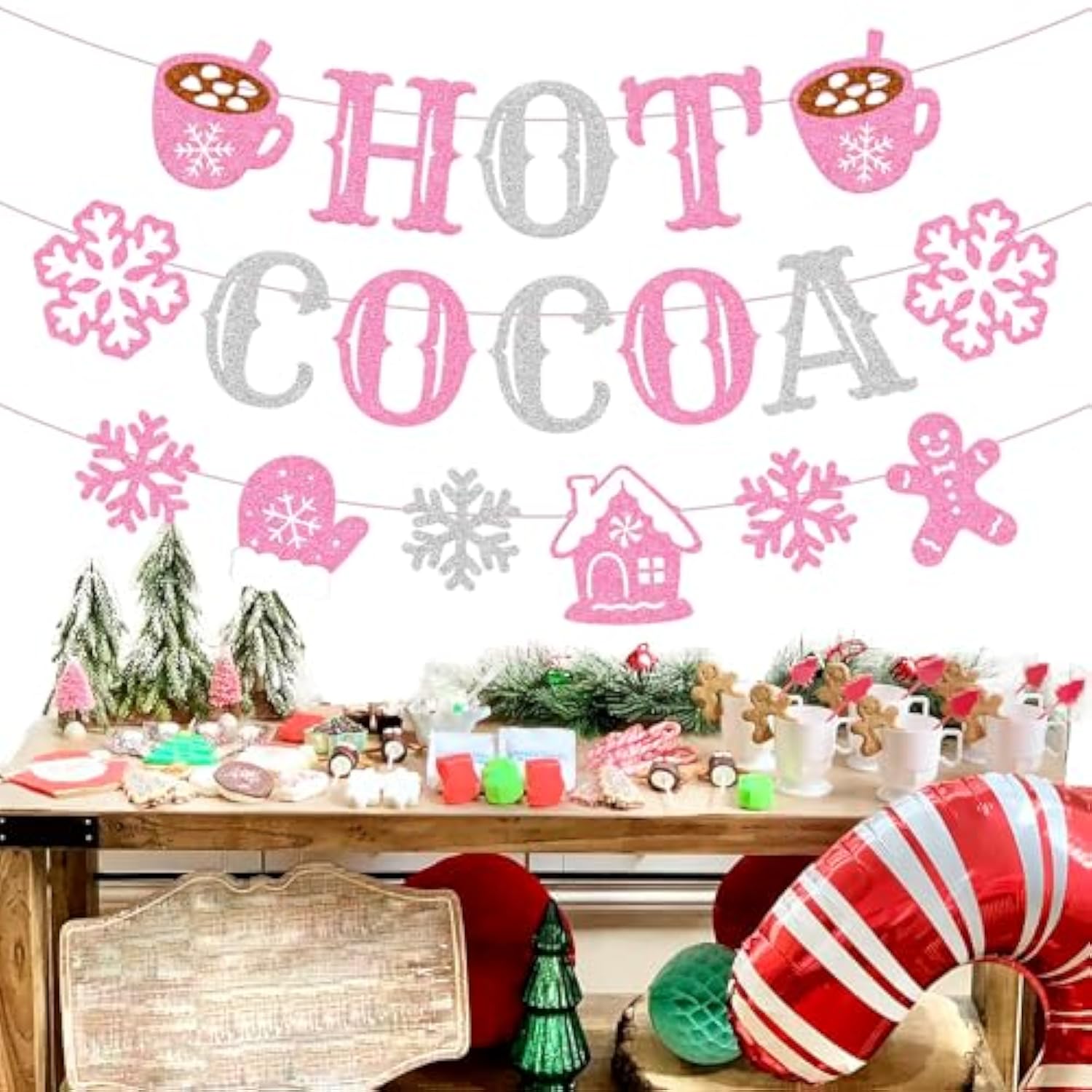 Hot Cocoa Banner Christmas Hot Chocolate Bar Winter Holiday Party Decorations