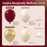 Burgundy & Gold Balloon Garland Kit – Maroon, Nude, White and Metallic for Graduation and Parties