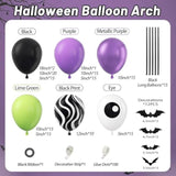157pcs Halloween Balloon Arch Kit Green Purple Black Metallic Balloons Party Decor