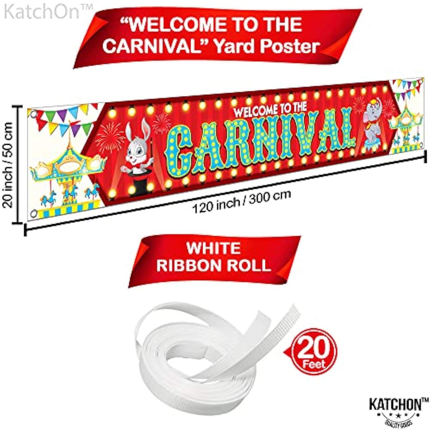 , Xtralarge Welcome To The Carnival Banner - 120X20 Inch | Carnival Theme Party Decorations | Carnival Games Decoration For Event Outdoor | Circus Party Decorations