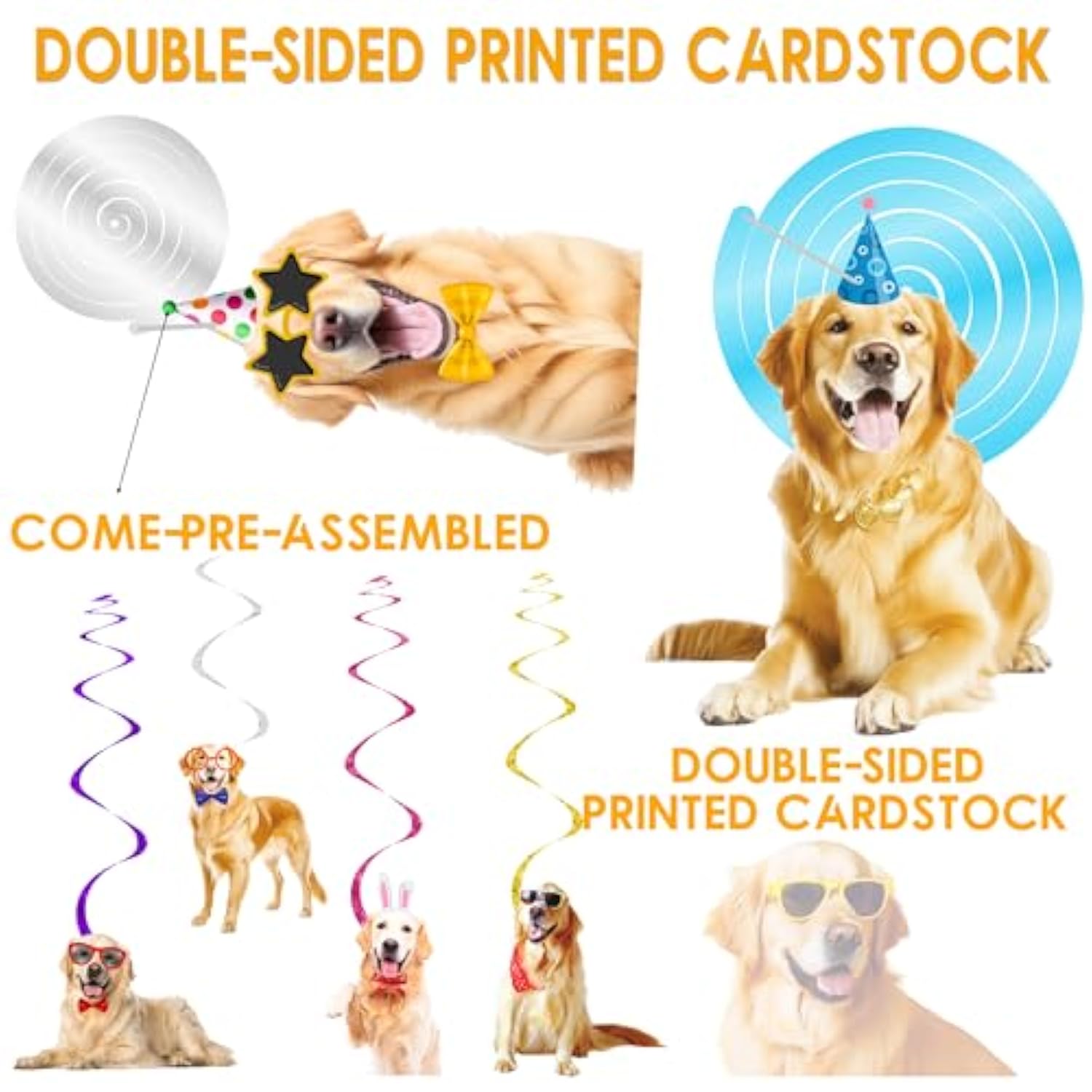 Golden Retriever Hanging Swirls Golden Retriever Birthday Party Decorations 20Pcs Dog Party Ceiling Streamers Retriever Party Supplies For Puppy Dog Party Hanging Decorations