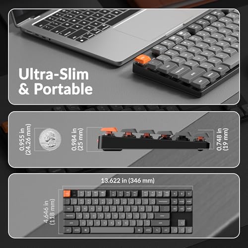 K1 Max Ultra-Slim Qmk/Via Bluetooth Wireless/Usb Wired Custom Mechanical Keyboard, 2.4 Ghz Hot Swappable Tkl Layout Rgb Backlight Ergonomic Keyboard With Low-Profile Gateron Brown Switch