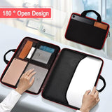 Laptop Case 13.3-14 Inch Briefcase, 180 Opening Water-Resistant & Shockproof Bag With Soft Velvet Lining, Compatible With Macbook Pro 14", Mac Air/Pro 13.3", Xps 14/13 And 13"-14" Pc,Red Edge