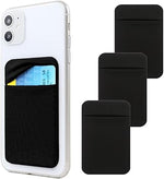 3-Pack Adhesive Phone Wallet, Double Secure Stick-On Card Holder - Black