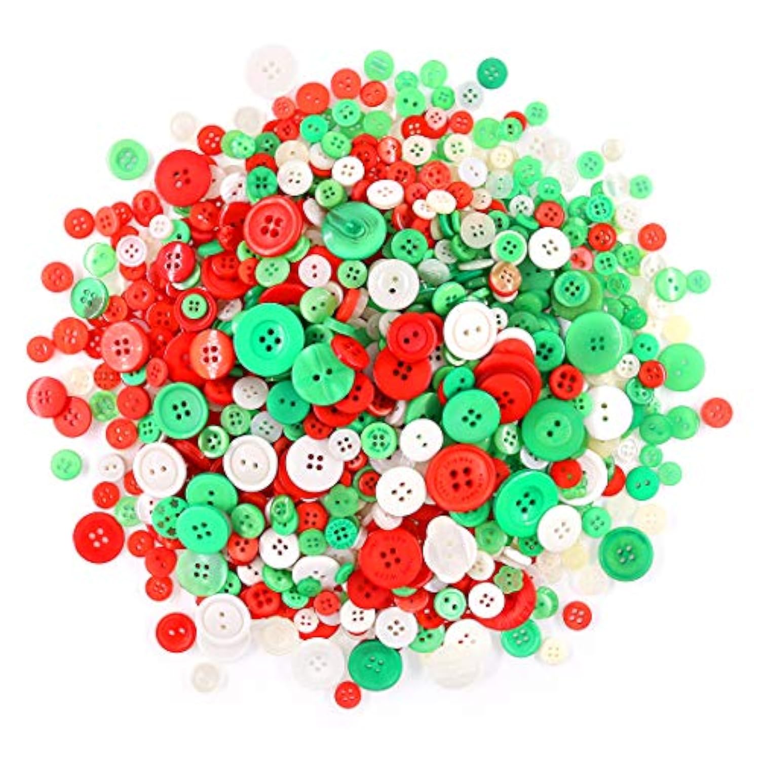 1000-Pieces Christmas Buttons 2 Holes And 4 Holes White Round Craft Re