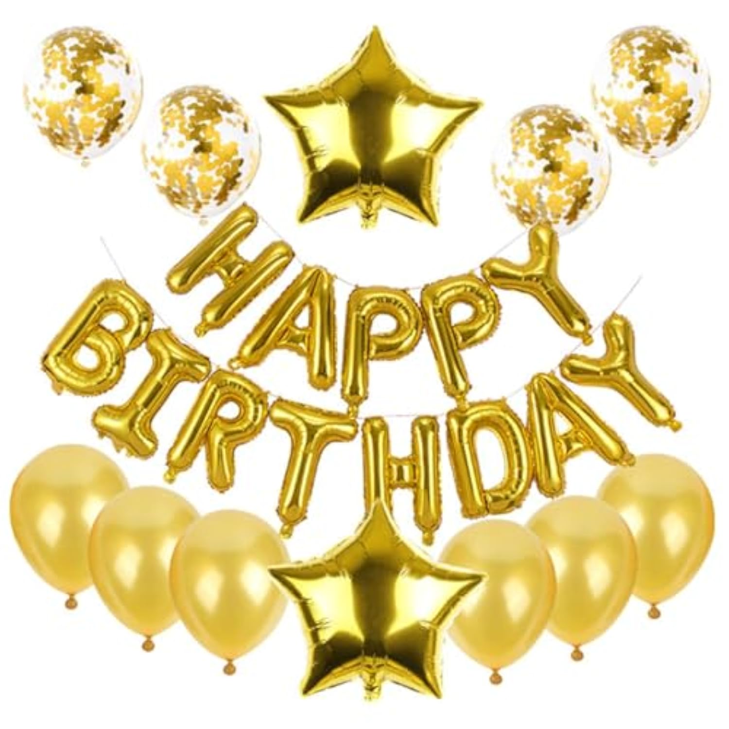 Happy Birthday Balloon Banner Golden Letters Set Mylar Balloon Birthday Party Supplies