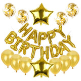 Happy Birthday Balloon Banner Golden Letters Set Mylar Balloon Birthday Party Supplies