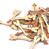 50 Pcs Buttons Mixed Arrow Shape Wood Crafts Wood Hollowed-Out Decorat